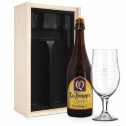 Øl gaveæske med indgraveret glas - La Trappe Quadrupel