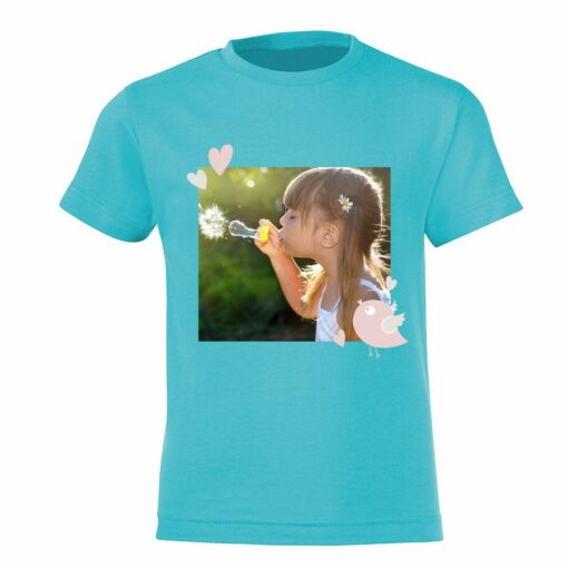 Personlig T-shirt - Børn - Lyseblå - 2år