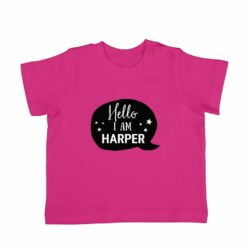 T-shirt til babyer med navn - Korte ærmer - Fuchsia - 50/56
