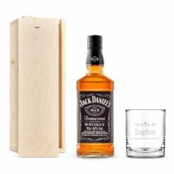 Personligt whiskysæt - Jack Daniels - Med indgraveret glas