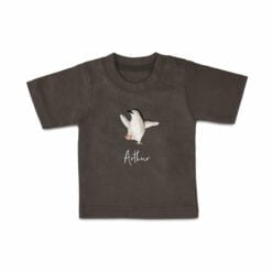 T-shirt til babyer med navn - Korte ærmer - antracit - 74/80