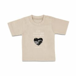 T-shirt til babyer med navn - Korte ærmer - beige - 62/68