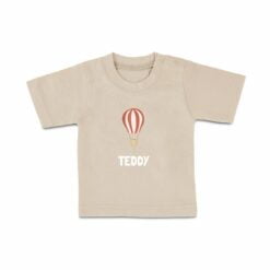 T-shirt til babyer med navn - Korte ærmer - beige - 74/80