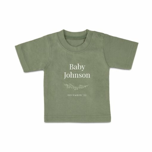 T-shirt til babyer med navn - Korte ærmer - grøn - 50/56
