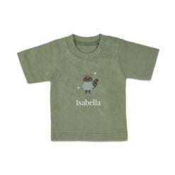T-shirt til babyer med navn - Korte ærmer - grøn - 74/80