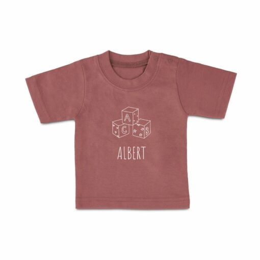 T-shirt til babyer med navn - Korte ærmer - pink - 74/80