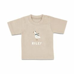 T-shirt til babyer med navn - Korte ærmer - beige - 86/92