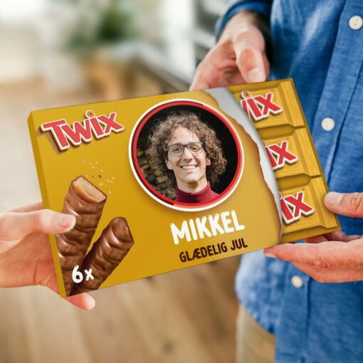 Twix chokoladegave med navn og billede