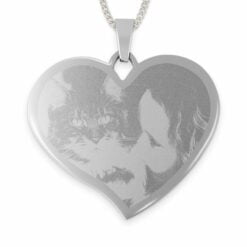 Hjerte halskæde med indgraveret billede - Sølv - Stort