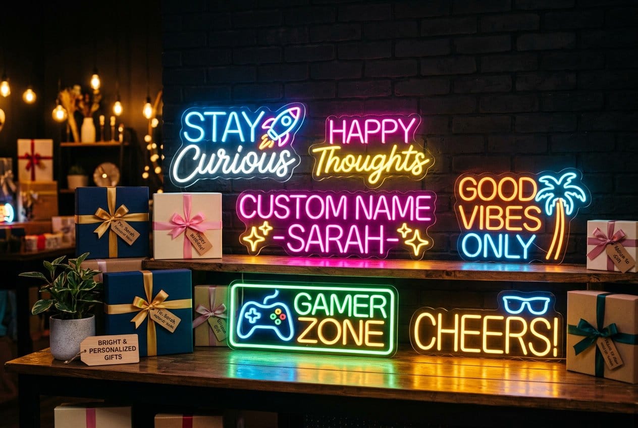Giv neonlamper eller neonskilte som en sjov personlig gave